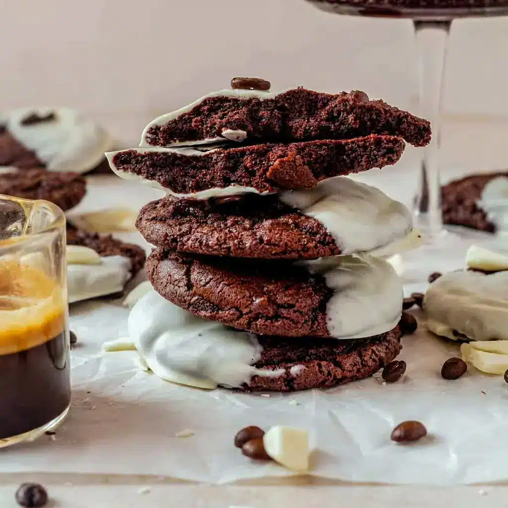 Espresso Martini Cookies arranged like a party tray favorite, making a chic choice for Alcohol Cookie Recipes and coffee lovers.