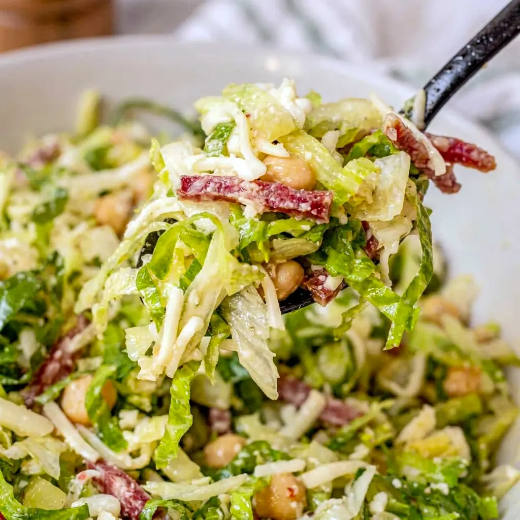 Famous La Scala Chopped Salad served in a large bowl as a Best Salad To Take To A Party and one of the easiest Meals To Cook For A Large Group.