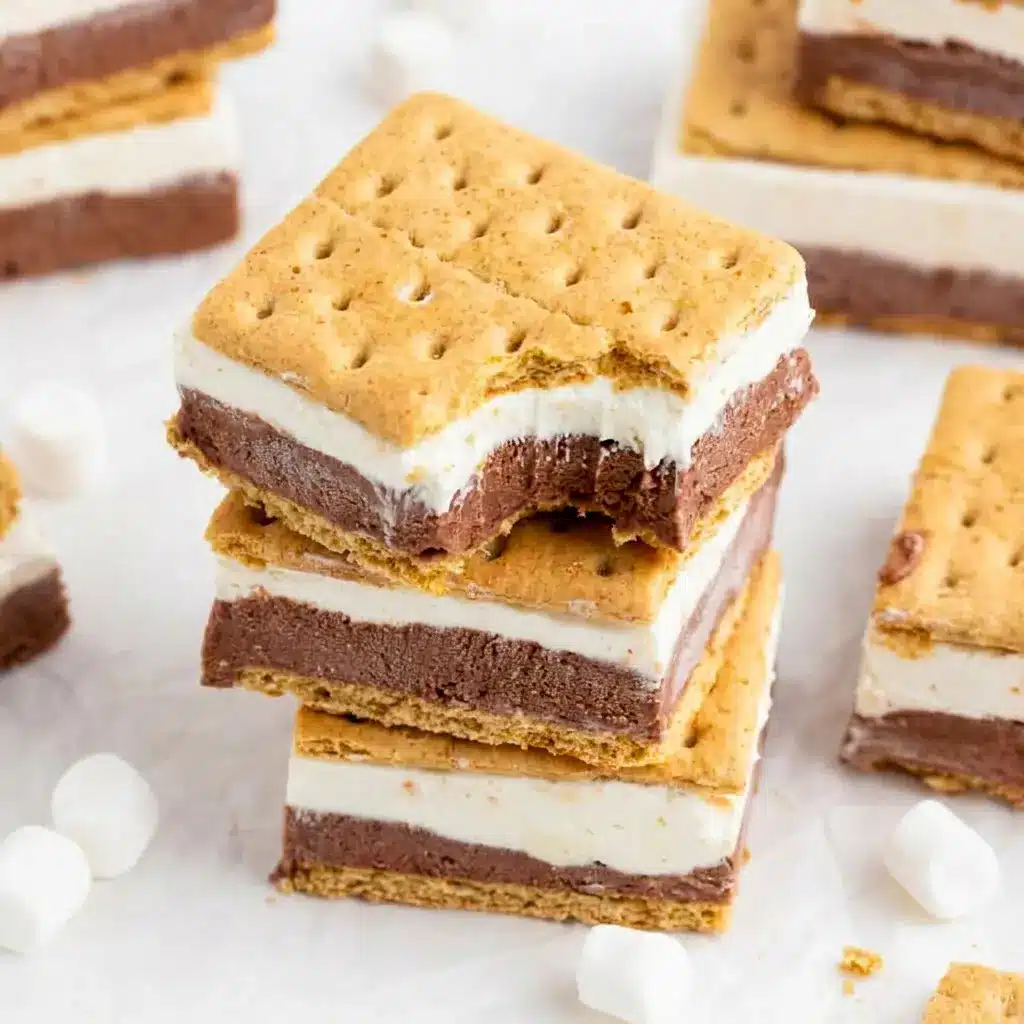 Frozen S’mores layered between graham crackers, a tasty Diy S’mores Treat Recipe that feels homemade and playful.