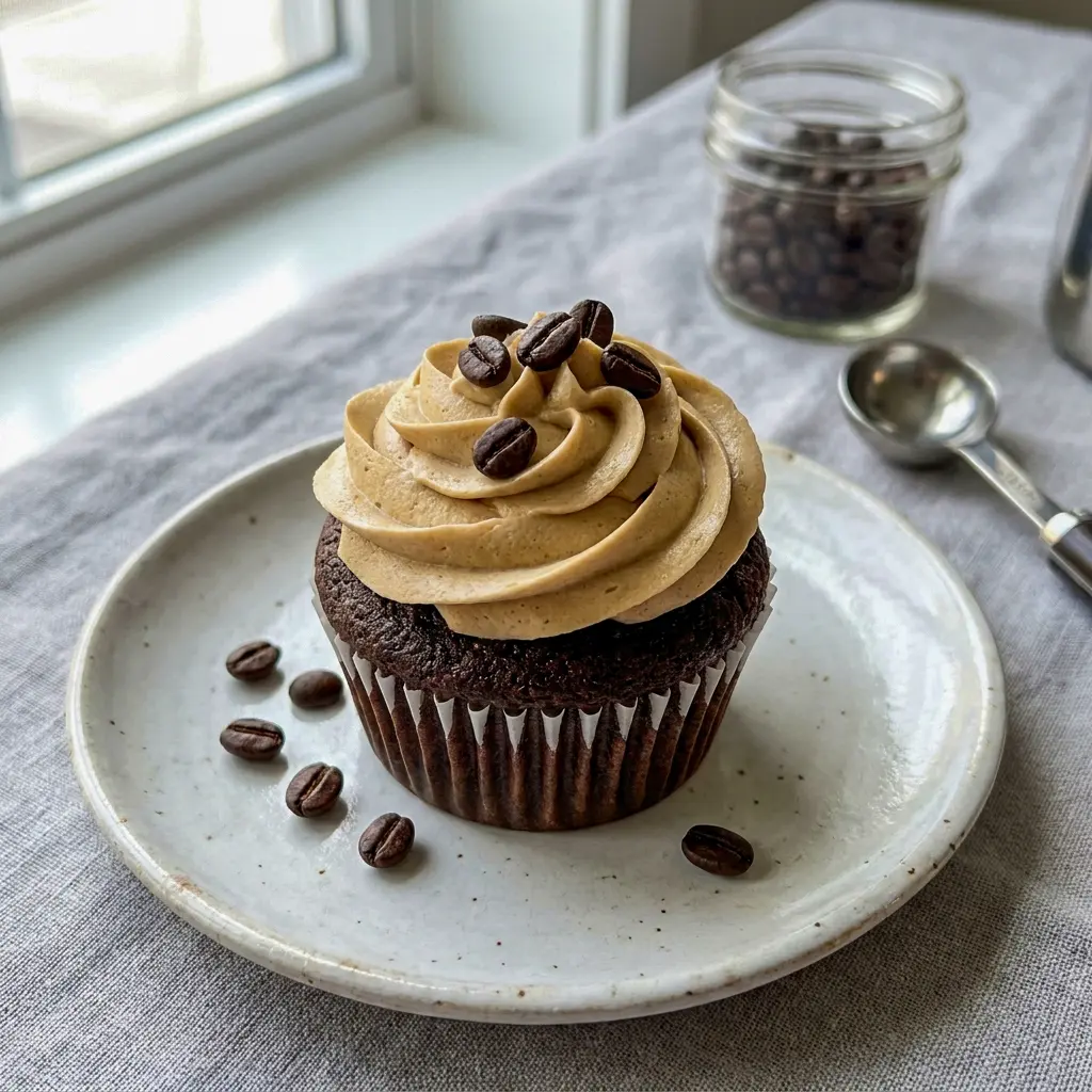 Elegant party-ready Espresso Brownie Cupcakes decorated with smooth frosting, a beautiful example of Sophisticated Cupcakes.