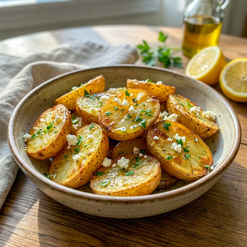greek lemon potatoes served as one of the best Healthy Potato Dishes for a fresh side.