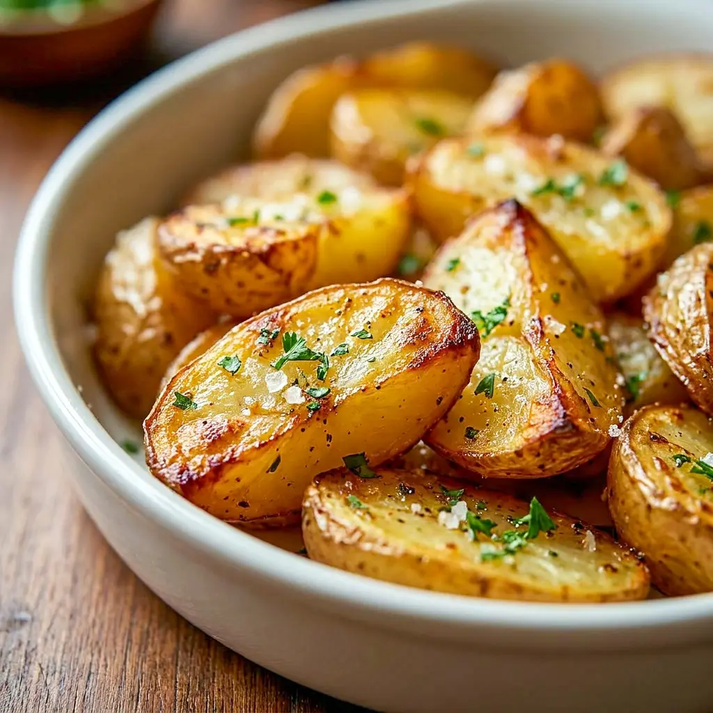 greek lemon potatoes roasted golden and perfect for Side Dishes For Creamy Chicken.