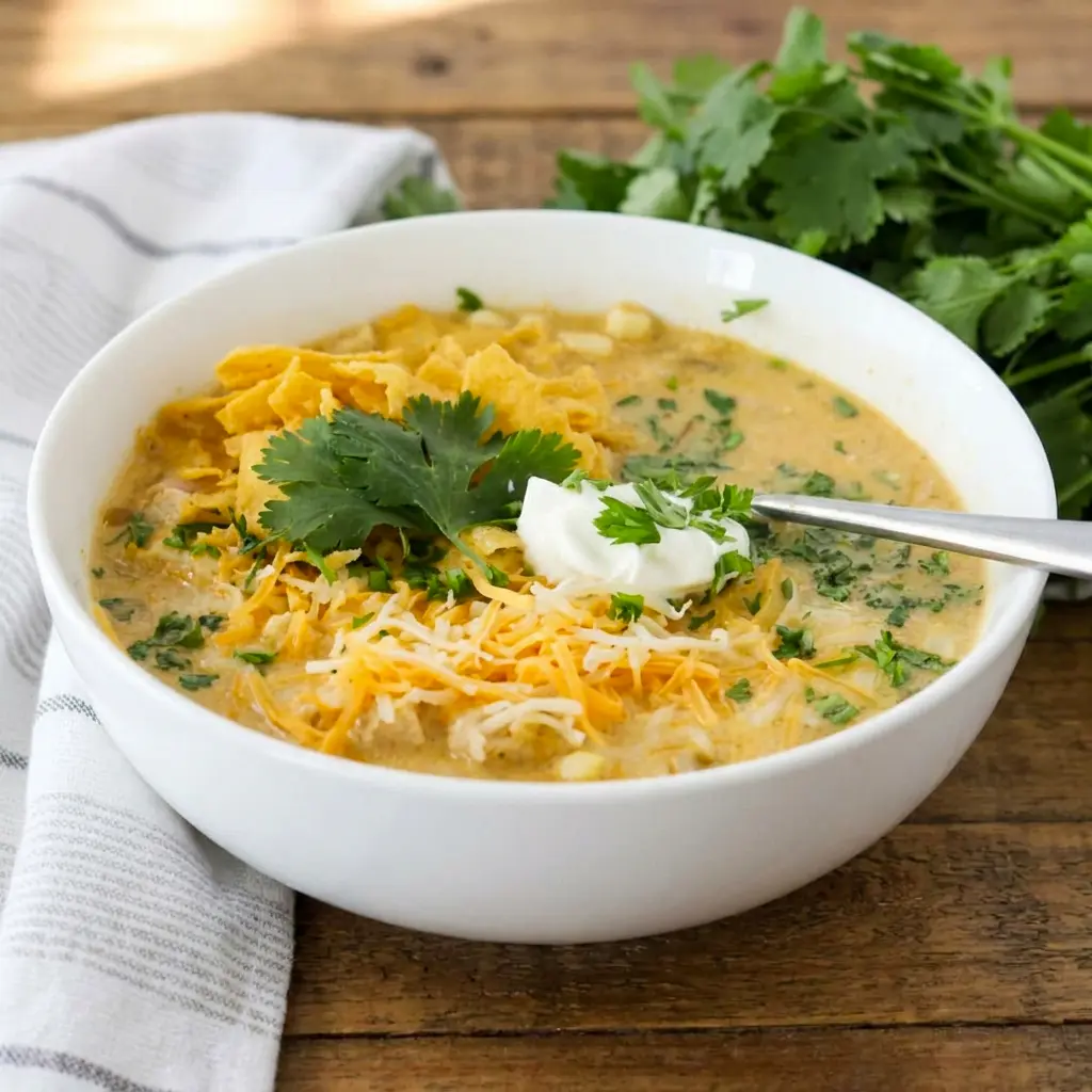 Warm Green Chile Chicken Enchilada Soup is the ultimate Simple Comfort Food for an easy family dinner.