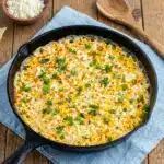 Baked Elote Dip bubbling in a skillet, a crowd-pleasing Elote Dip Recipe for game day.