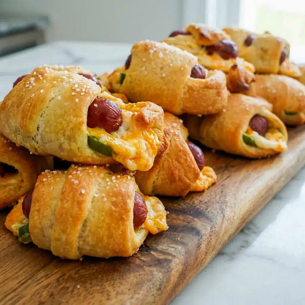 A crowd-pleasing plate of Jalapeño Popper Pigs in a Blanket made for Dishes To Take To A Party and easy sharing.
