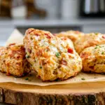 Savory Ham And Cheese Scones baked golden and flaky for Breakfast Scones lovers who want a hearty homemade treat.