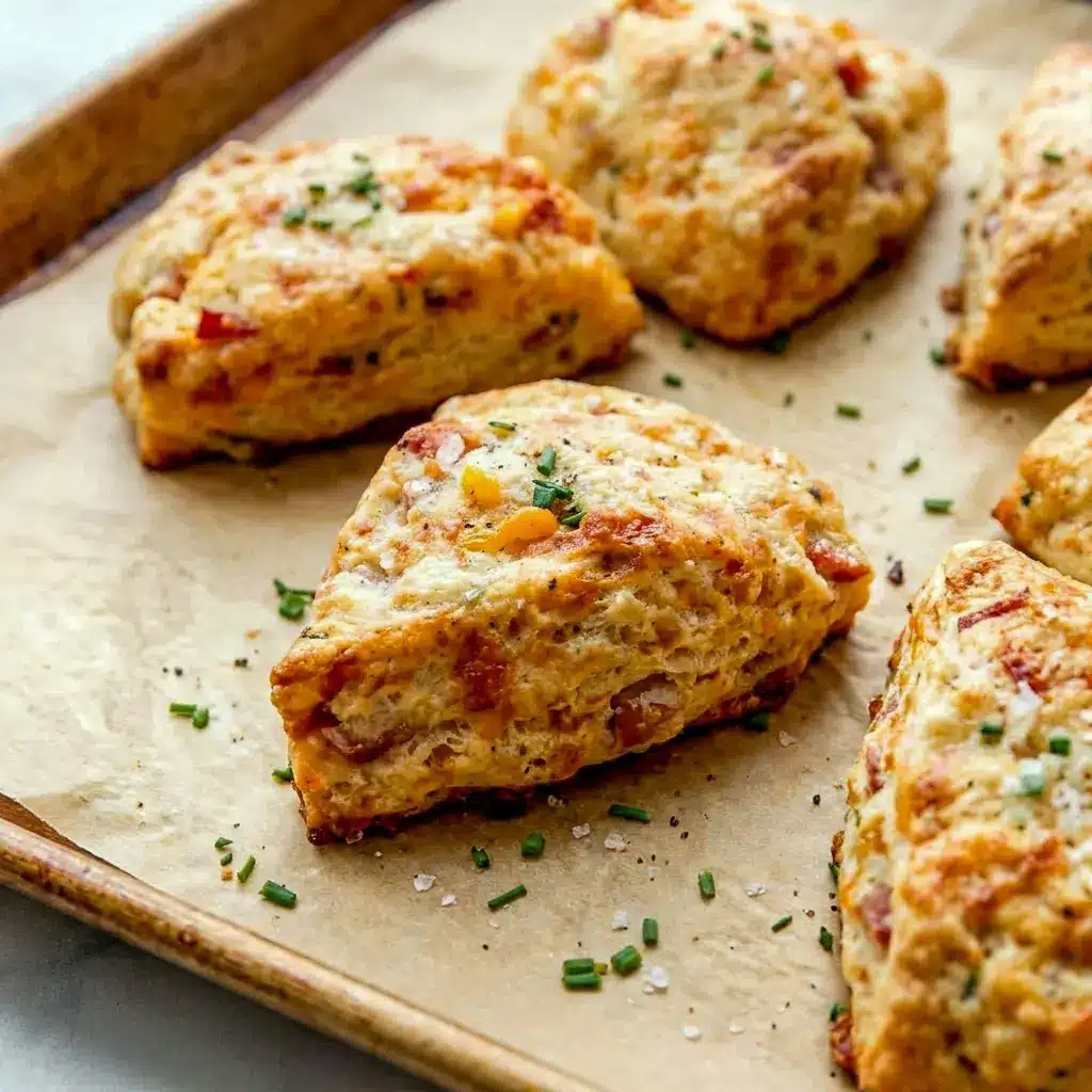 Freshly baked Savory Ham And Cheese Scones with cheddar and ham, styled as an easy Scones Recipe Easy for busy mornings.