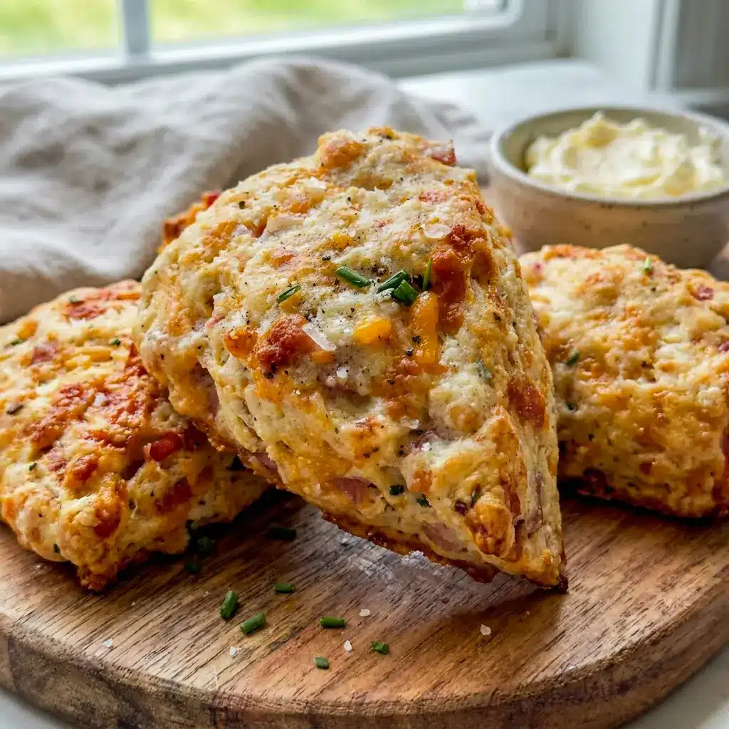 Delicious Savory Ham And Cheese Scones served as a quick Little Lunch idea with a cozy, savory bakery-style look.