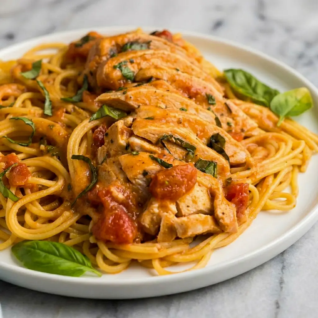 Slow Cooker Creamy Tomato Basil Chicken Breast makes an easy Creamy Chicken Basil Crockpot dinner that looks delicious over pasta or rice.
