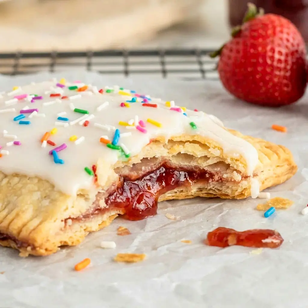 Strawberry Sheet Pan Pop Tart cut into neat portions for sharing, a festive option for Desserts To Give To Neighbors and summer gatherings.