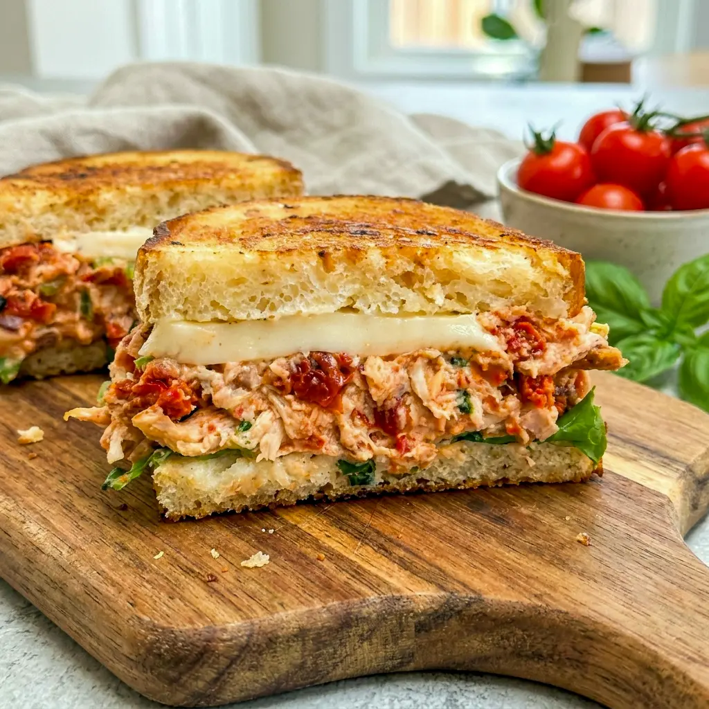 Sun-Dried Tomato Chicken Salad served as a hearty Sandwich Salads Lunch Ideas option with crunchy veggies and creamy dressing.