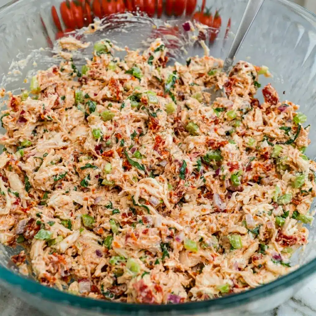 Sun-Dried Tomato Chicken Salad made into a flavorful Chicken Salad Without Grapes for an easy, savory lunch.