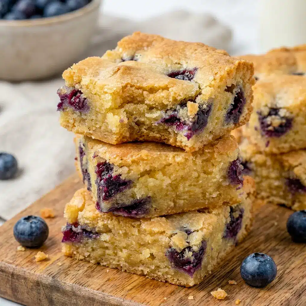 Blueberry Blondies that bring Yummy Sweets and Baking Sweets together in one easy summer dessert.