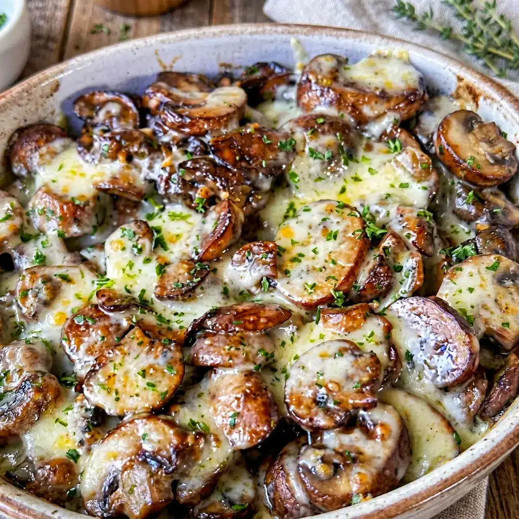 A savory plate of Cheesy Mushroom Casserole served beside greens for a simple Cheesy Mushroom Casserole With Salad idea.