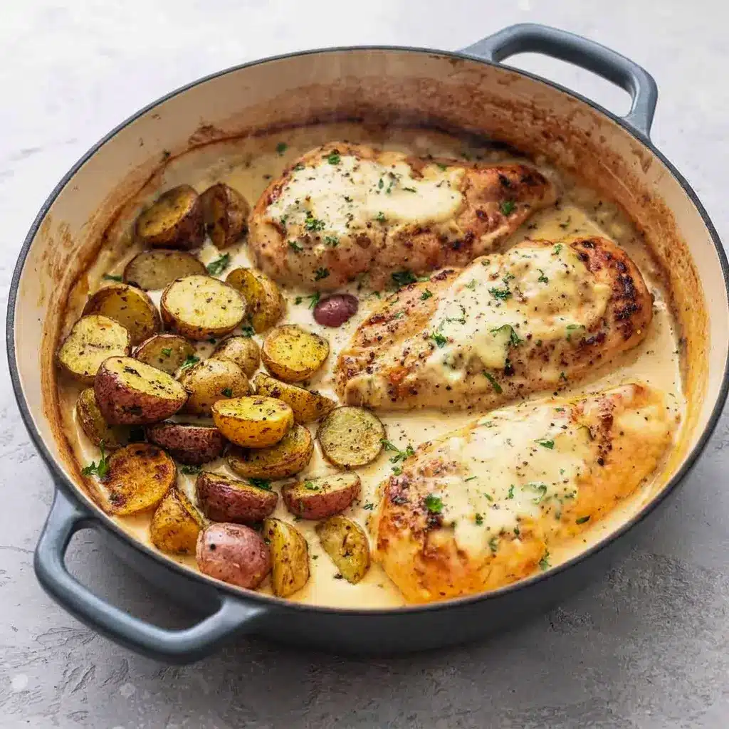 Golden Chicken and Potatoes with Dijon Cream Sauce with a rich Sauce For Chicken And Potatoes finish.