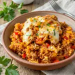 Deconstructed Stuffed Peppers served in a skillet, an easy Unstuffed Pepper Recipe for busy weeknights.
