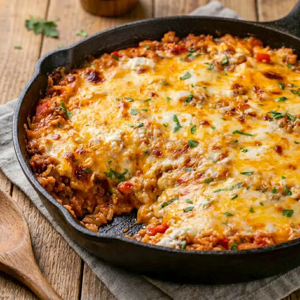 Deconstructed Stuffed Peppers with rice and beef, one of the best Unstuffed Bell Pepper Recipes for meal prep.