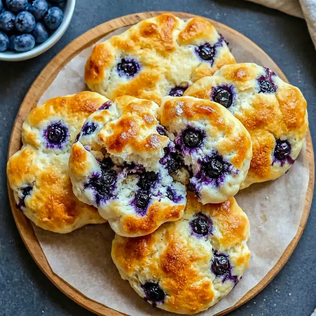 Freshly baked Fluffy Cottage Cheese Blueberry Cloud Bread sliced for Healthy Breakfast Finger Foods and Easy Bread Ideas.