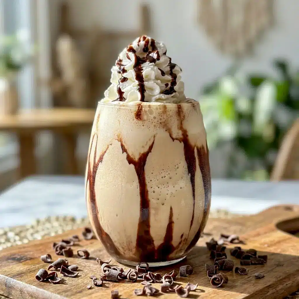 A creamy dessert cocktail of Frozen Mudslides with rich chocolate drizzle, inspired by classic Baileys Recipes.