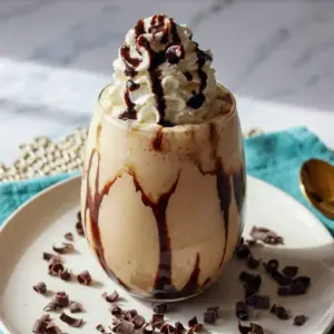 A chocolate-swirled glass of Frozen Mudslides with whipped cream on top, a dreamy Frozen Drink Recipes treat.