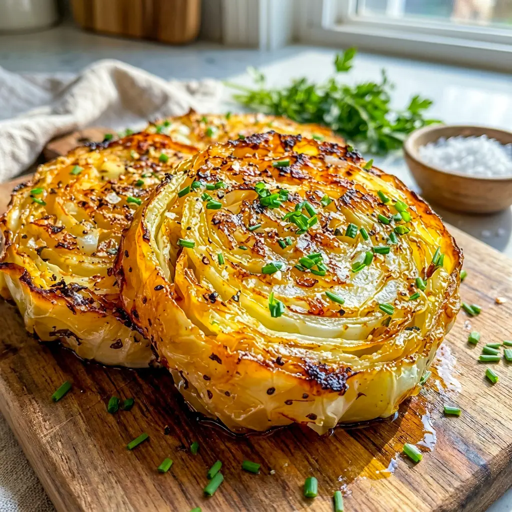 A plated serving of Oven Roasted Cabbage Steaks with caramelized edges, perfect for Vegetable Side Dishes Recipes and clean eating.
