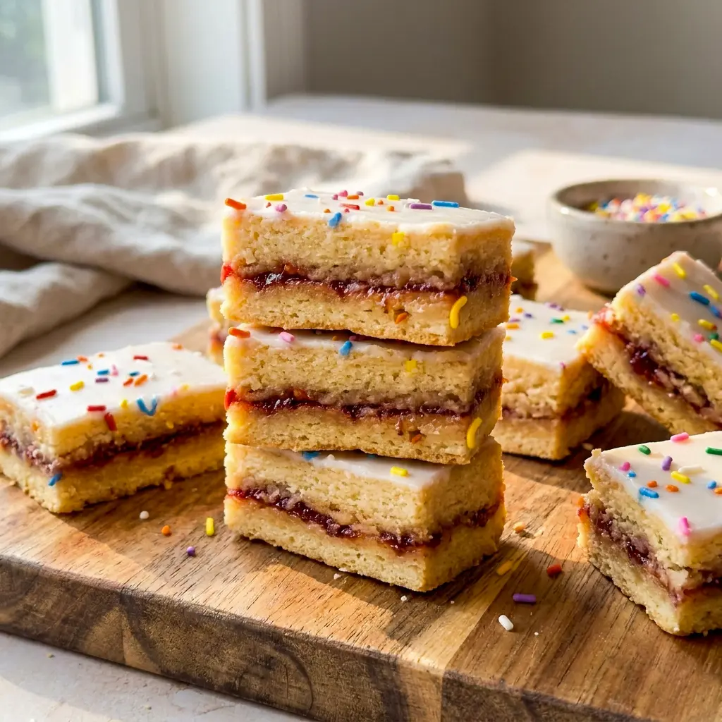 Strawberry Pop Tart Cookie Bars with a soft center and golden edges, one of my favorite Sweets Treats.