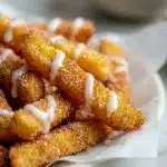 A crisp, sweet Air Fryer Apple Fries snack for Light Snacks Ideas with cinnamon coating and warm apple flavor.