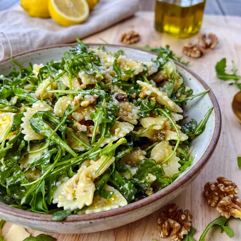 Crisp and tangy, Lemon Arugula Pasta Salad is styled like one of the best Pasta Salad Recipes for picnics and quick lunches.