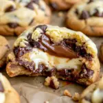 Cheesecake Stuffed Chocolate Chip Cookies with a gooey center and golden edges, a perfect spin on Cheesecake Stuffed Cookies for dessert lovers.