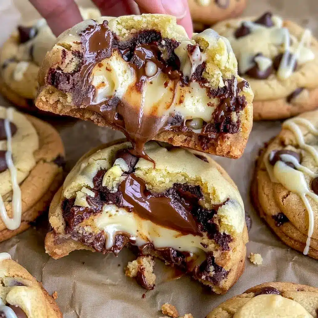 Warm Cheesecake Stuffed Chocolate Chip Cookies on a cooling rack, one of those irresistible Chocolate Chip Baking Recipes that always gets attention.