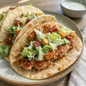 Bold and crispy, Chicken Caesar Smash Tacos bring Caesar Salad flavor to an easy weeknight meal with juicy chicken and crunchy toppings.