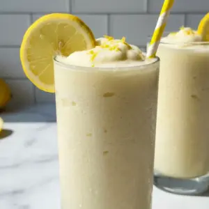 A creamy glass of Copycat Chick-fil-A Frosted Lemonade inspired by Easy Frosted Lemonade Recipe summer flavor.