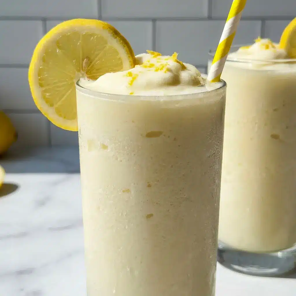 A creamy glass of Copycat Chick-fil-A Frosted Lemonade inspired by Easy Frosted Lemonade Recipe summer flavor.