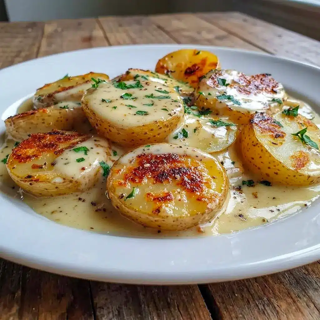 A rustic serving bowl of Creamy Garlic Potatoes styled as comforting Vegetable Side Dishes for weeknight dinners.