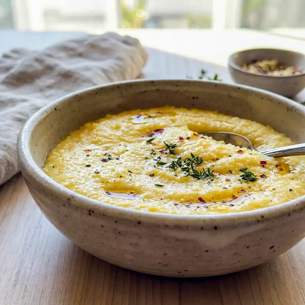 A rustic serving of Creamy Polenta with herbs makes this Creamy Italian Polenta With Herbs pin feel elegant, hearty, and homemade.