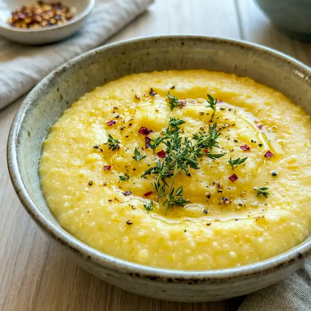 This Creamy Polenta showcases a rich Garlic Parmesan Polenta Recipe that looks simple, cozy, and full of flavor.