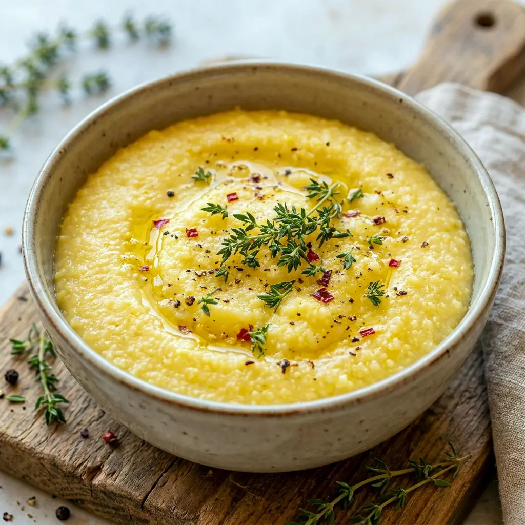 Creamy Polenta makes a delicious base for Dinners With Polenta, especially when paired with roasted vegetables and parmesan cheese.