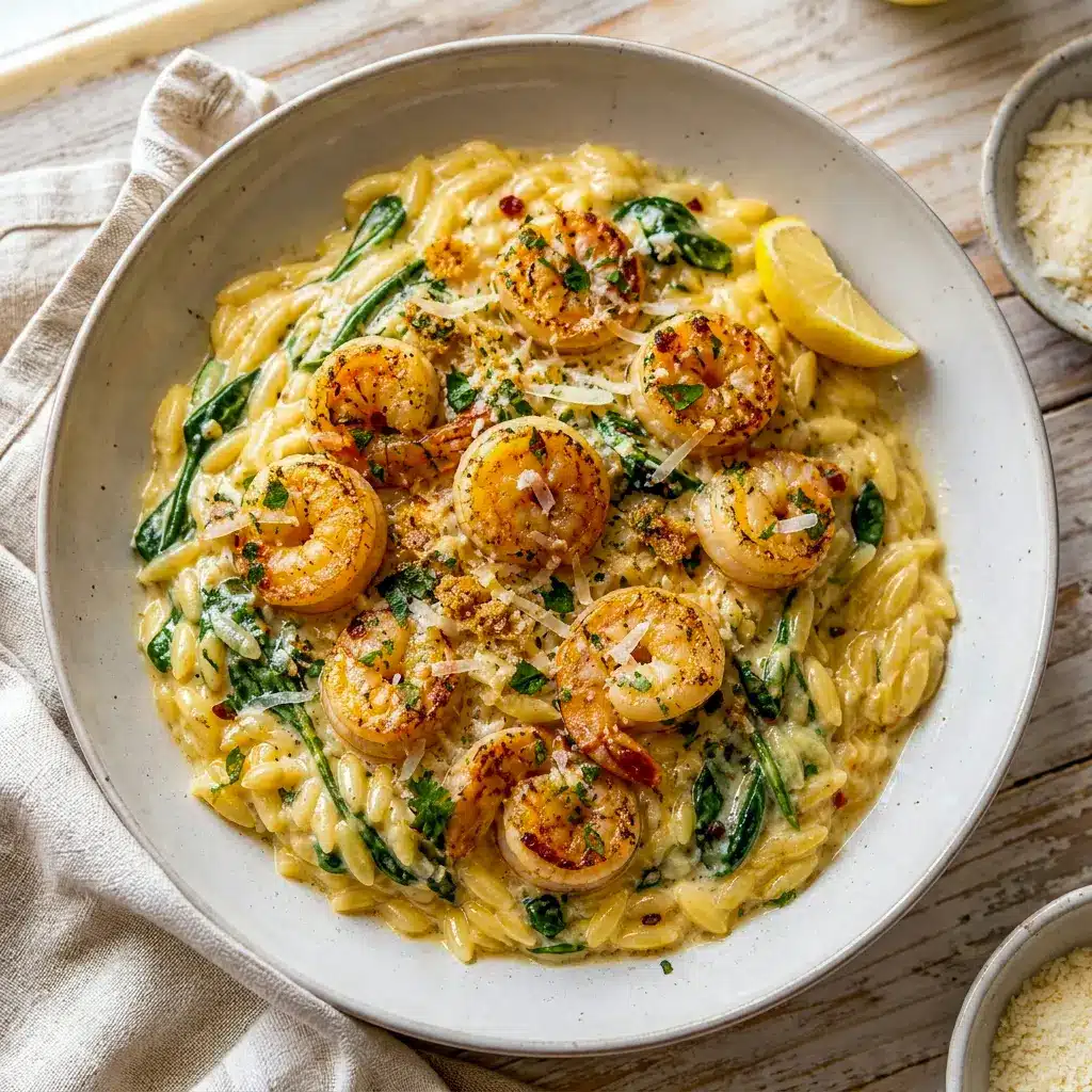 Creamy Shrimp Orzo gets its dreamy texture from tender Orzo and a bright lemon-Parmesan sauce.