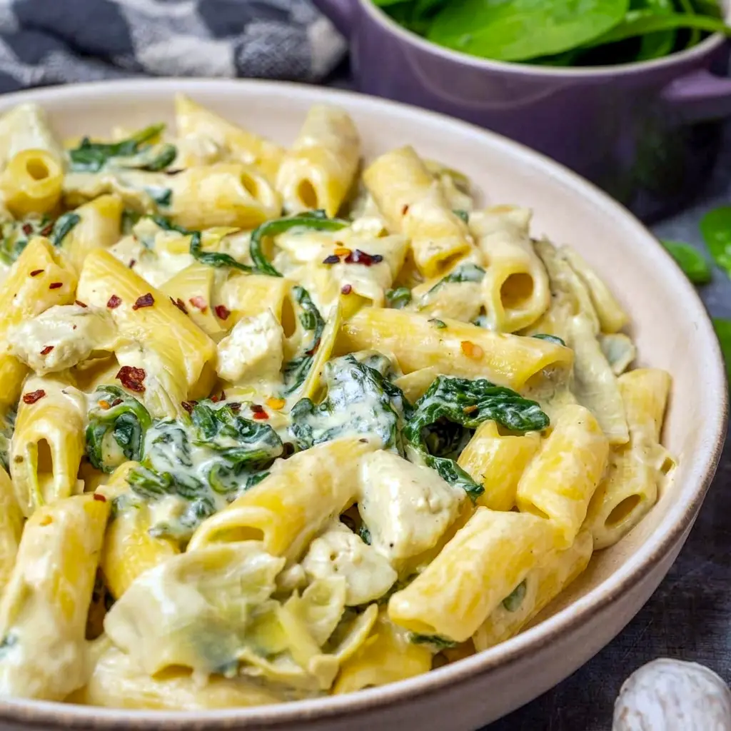 Spinach Artichoke Pasta is a creamy, comforting dinner that's perfect for Lent Friendly Meals and busy weeknights.