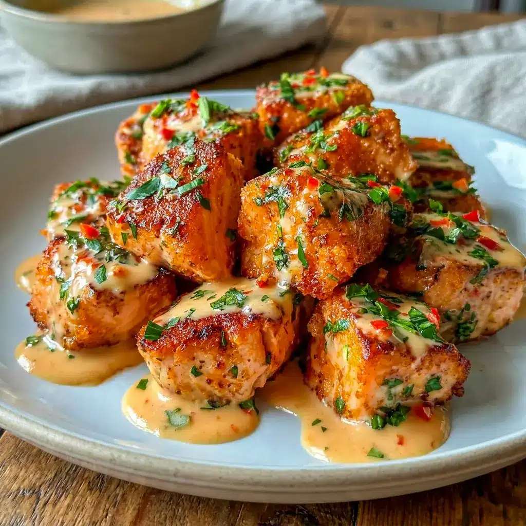 These golden Crispy Bang Bang Salmon Bites are a fun twist on Salmon Karaage with bold sweet-spicy flavor.
