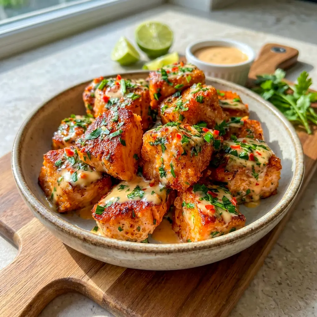 Crispy Bang Bang Salmon Bites are perfect for Dinner Bites Ideas when you want a fast, craveable seafood meal.