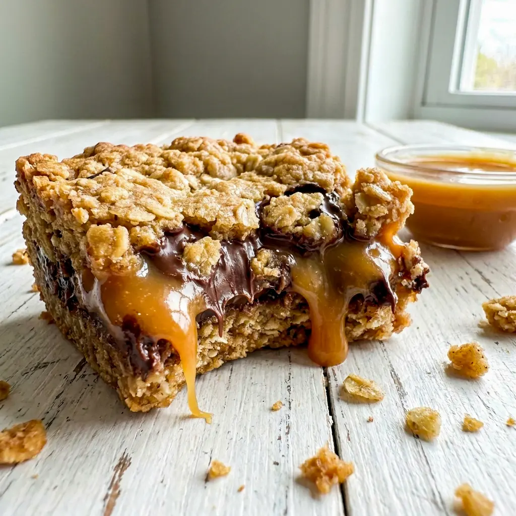 Easy Carmelitas make one of the best Salted Caramel Oatmeal Chocolate Chip Cookie Bars for a cozy homemade treat.