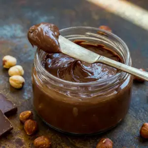 Homemade Nutella spread on toast with a creamy chocolate finish, styled as one of those easy Healthy Snacks Recipes worth saving.