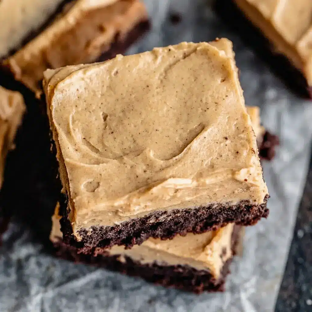 Thick slices of Frosted Coffee Brownies with a smooth coffee glaze, making a perfect Coffee Dessert for cozy afternoons.
