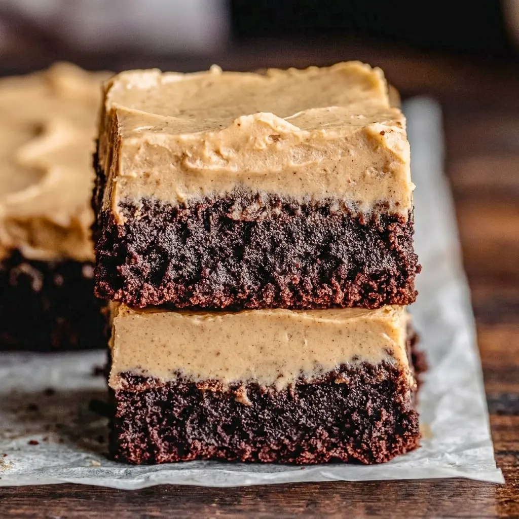 Finished Frosted Coffee Brownies with a creamy coffee frosting, one of the best Sweets Treats for fans of Brownie Recipes and rich desserts.