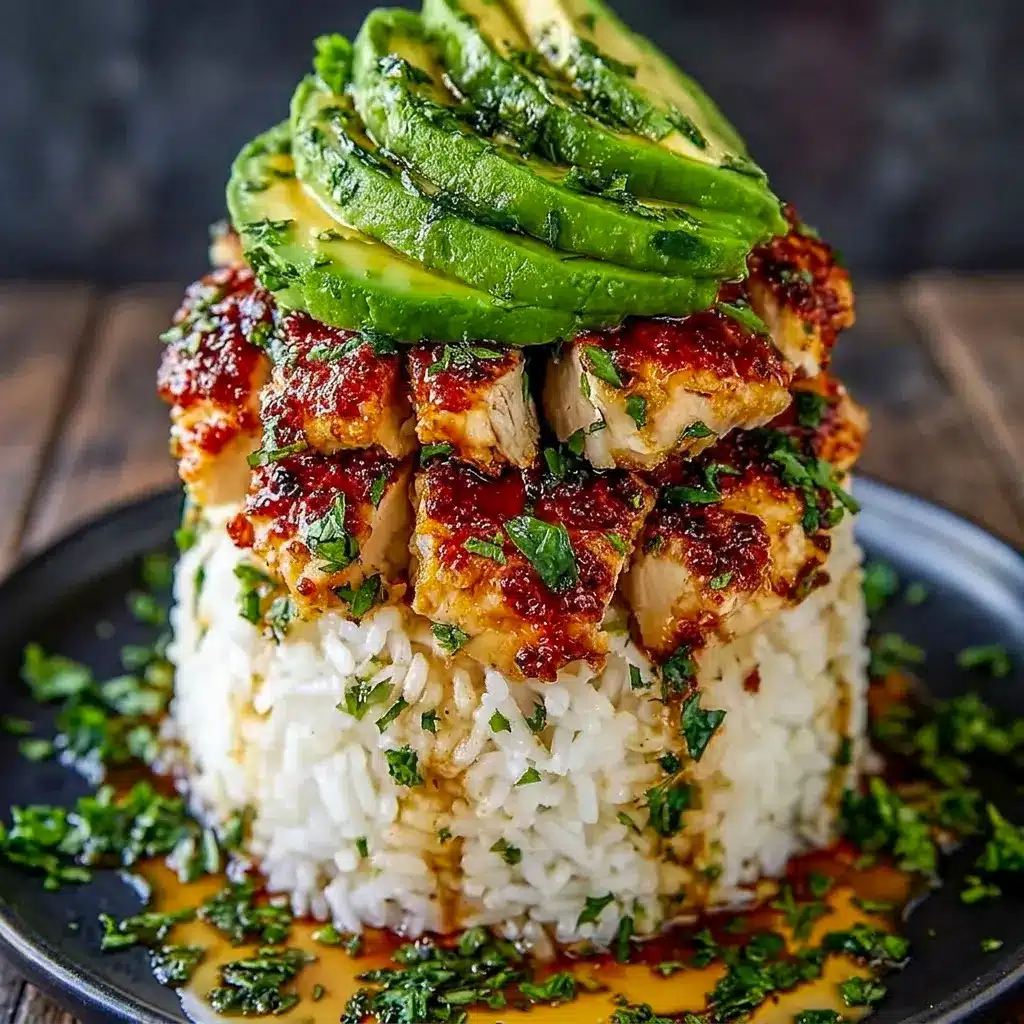Meal-prep bowls of Honey Lime Chicken and Avocado Rice Stack Recipe styled as easy Chicken Dishes for busy weeknights.