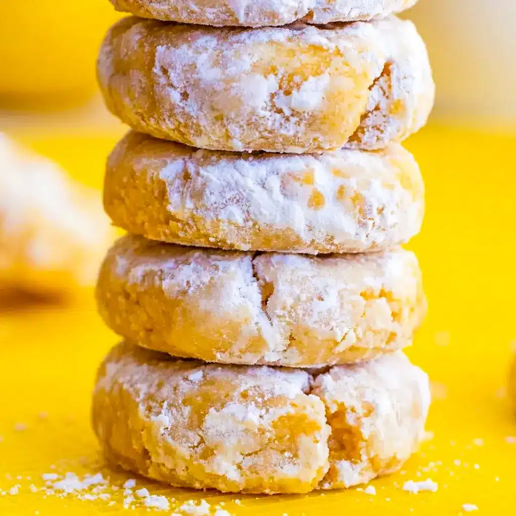 Freshly baked Lemon Pixie Cookies with a light sugar dusting for Quick Gf Desserts and easy lemon-cookie cravings.