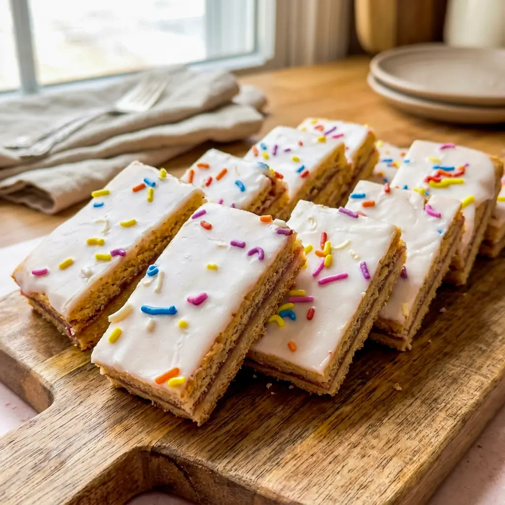 Pop Tart Cookie Bars finished with rainbow sprinkles are the perfect Dessert Bars for a fun homemade party dessert.