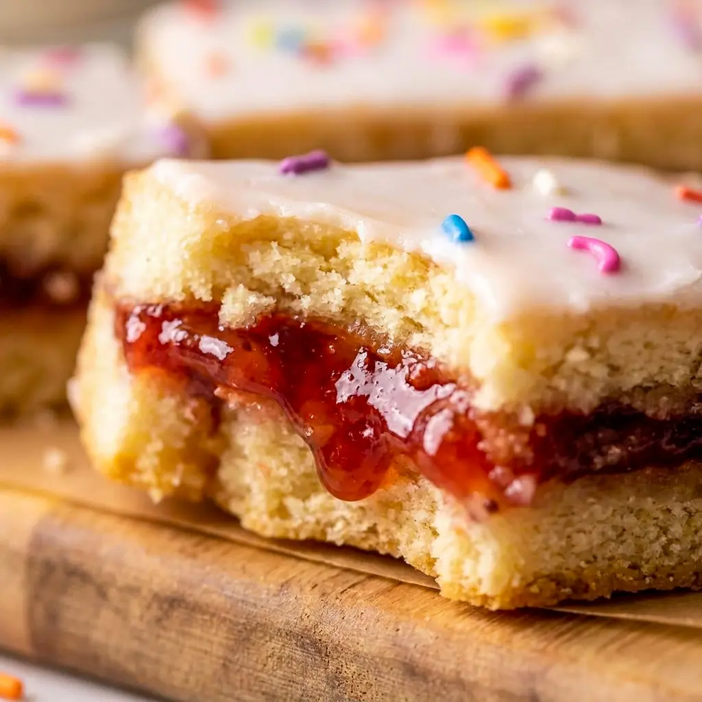 Pop Tart Cookie Bars with strawberry jam bring a playful Sweets Treats vibe to your next dessert spread.