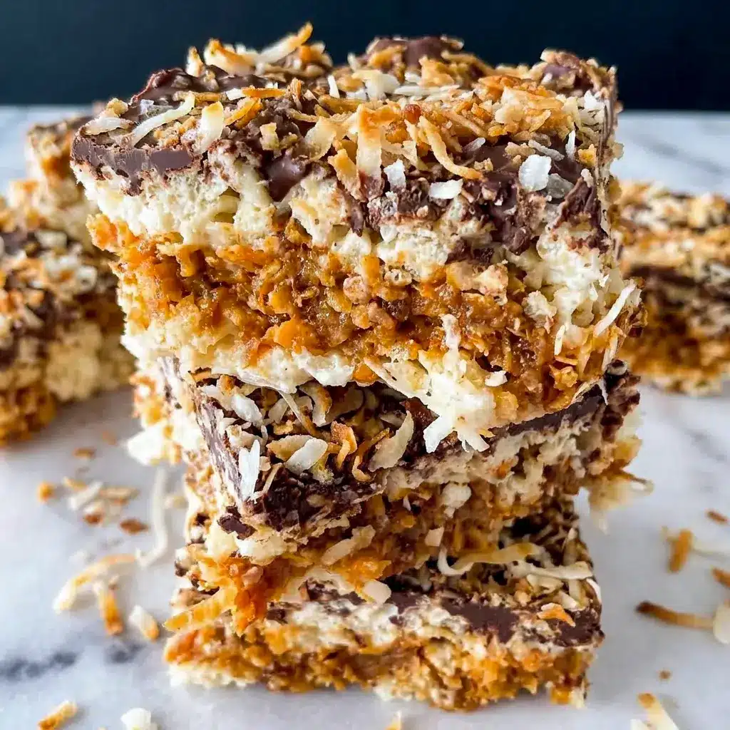 Samoa Rice Krispies make a festive Samoa Rice Krispies Recipe inspired by Cooking With Marshmallows and classic cookie flavors.